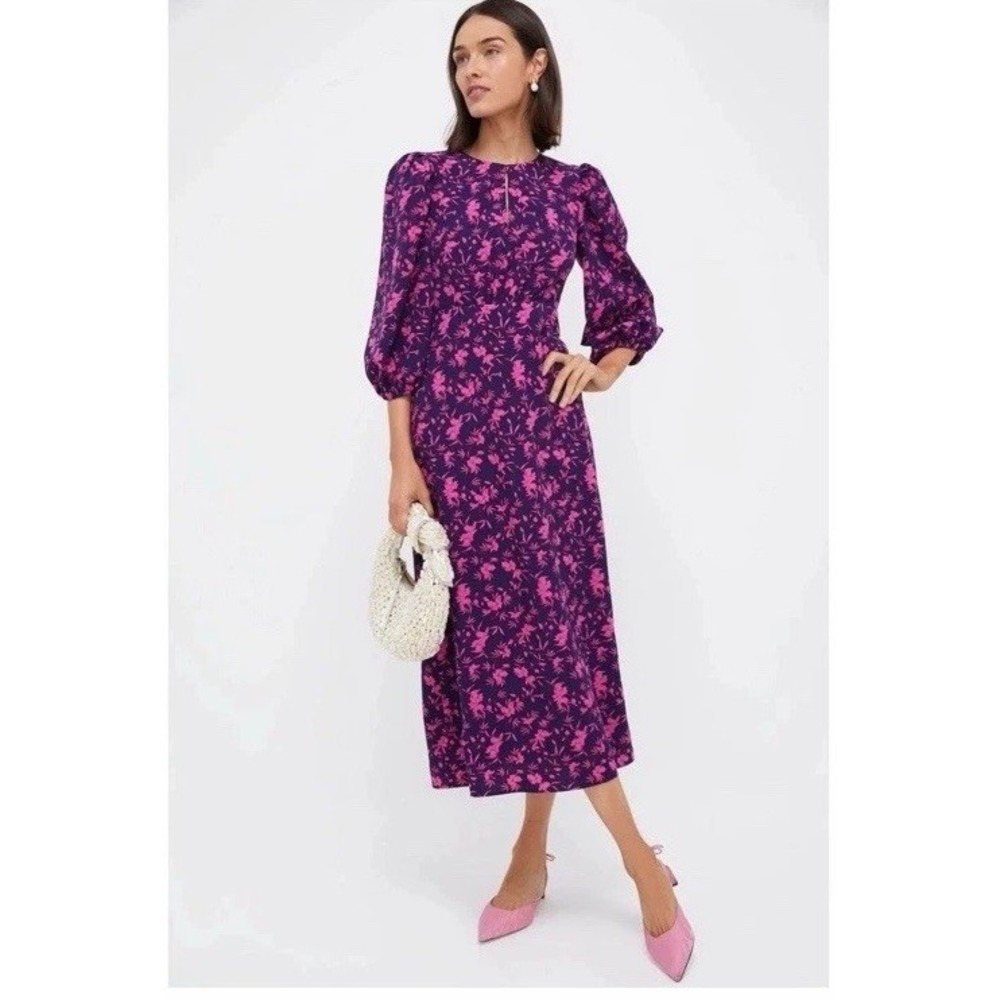 HYACINTH HOUSE Navy & Fuchsia Floral Norma Maxi Dress Women's Size Medium